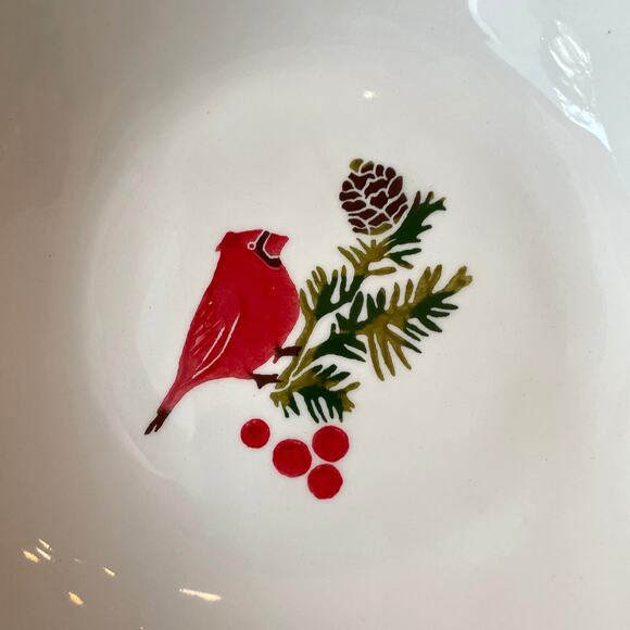 PAPART SERAMIK Red Cardinal Serving Bowl 12in Handcrafted in Turkey NEW - Picture 3 of 13